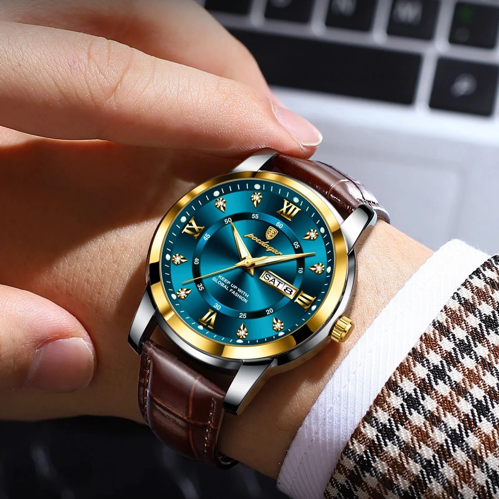 Relógio Masculino com Pulseira de Couro Luigi