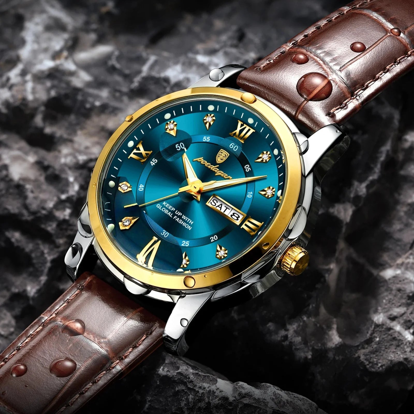 Relógio Masculino com Pulseira de Couro Luigi