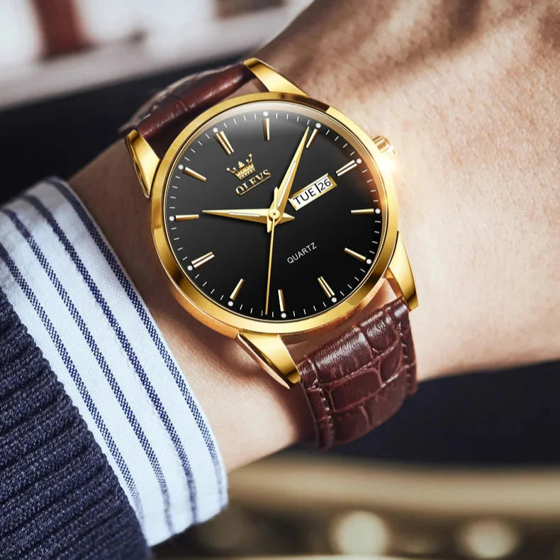 Relógio Masculino com Pulseira de Couro Yvar