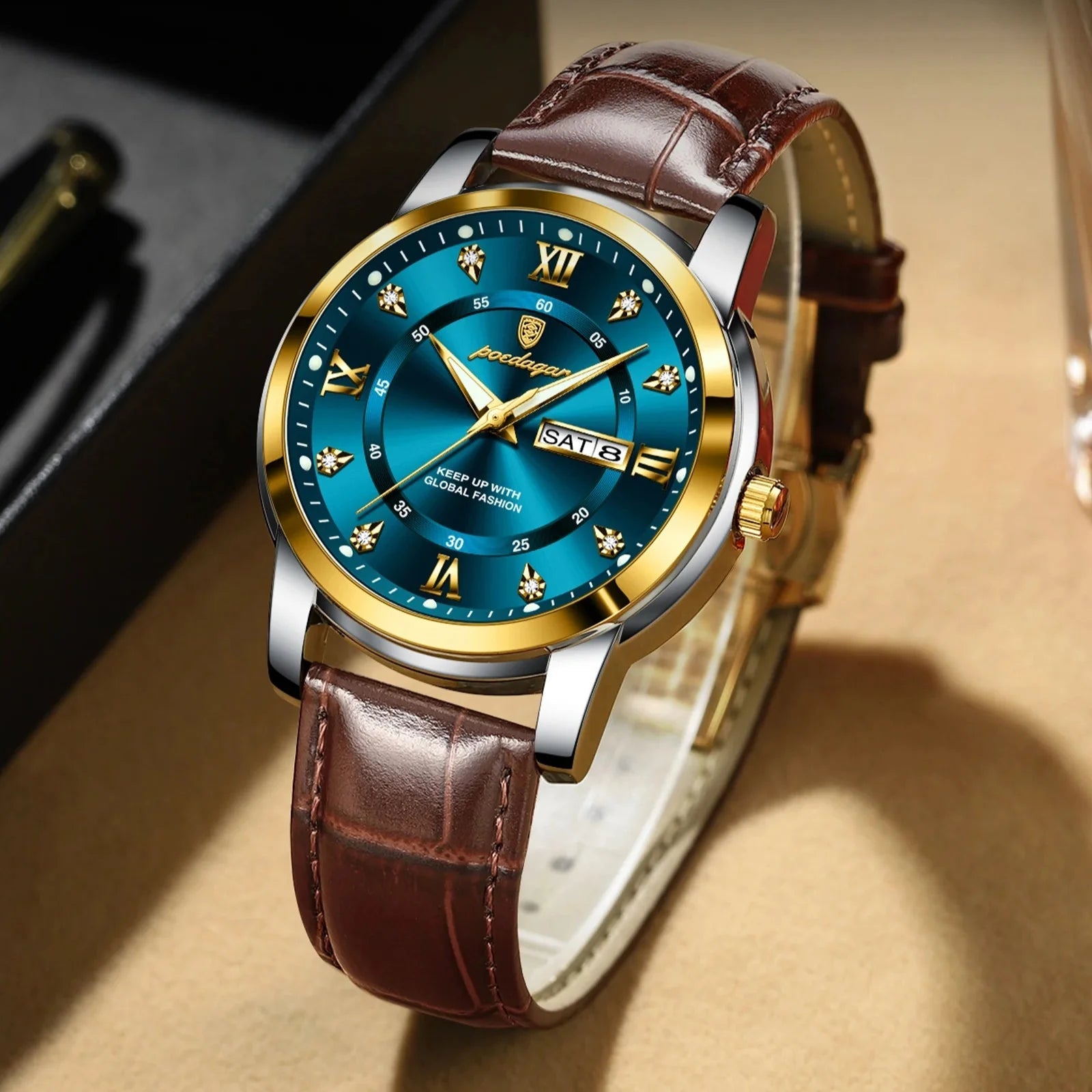 Relógio Masculino com Pulseira de Couro Luigi