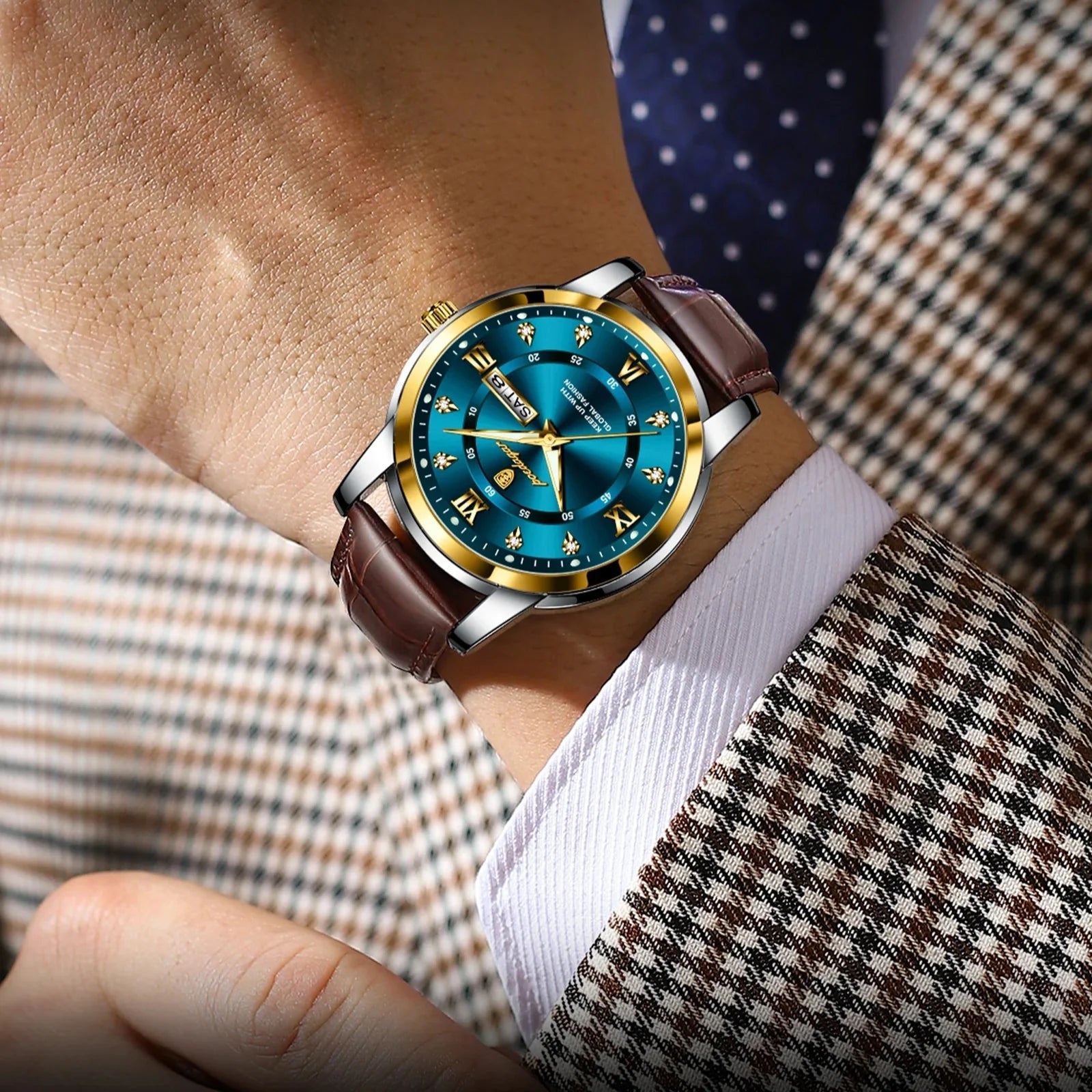 Relógio Masculino com Pulseira de Couro Luigi