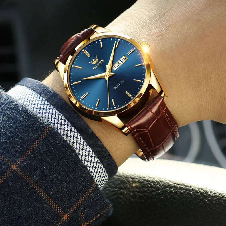 Relógio Masculino com Pulseira de Couro Yvar