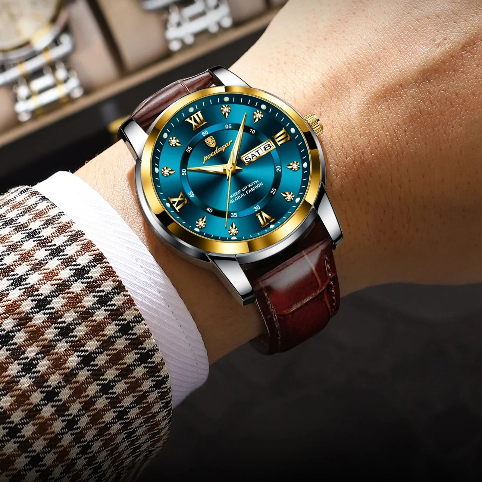 Relógio Masculino com Pulseira de Couro Luigi