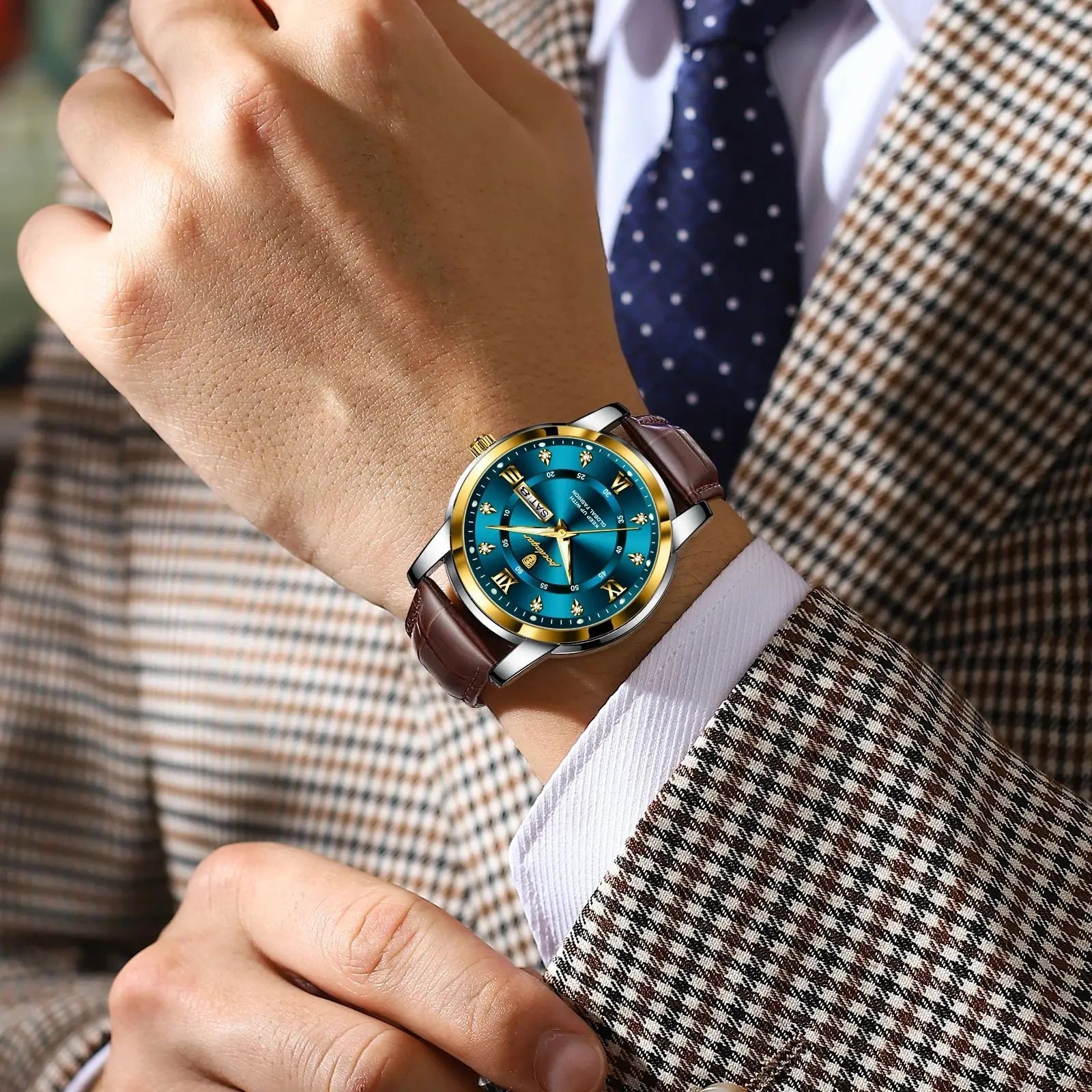 Relógio Masculino com Pulseira de Couro Luigi