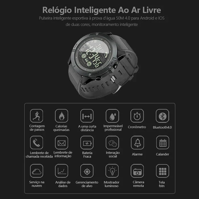 Relógio SmartWatch Militar Masculino T-Watch + Frete Grátis Apenas Hoje 🔥 - FREEDROP