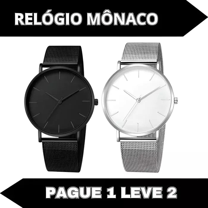 (Compre 1 Leve 2) Relógio Mônaco + Bracelete de Brinde
